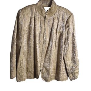 Collection Harv'e Benard Woman's Shiny Gold  Crinkle Crape Style Jacket Size 18W